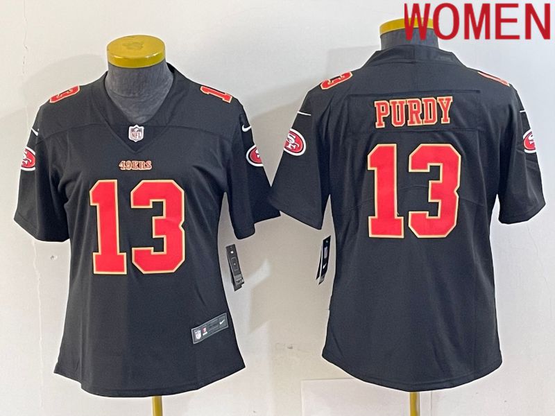 Women San Francisco 49ers #13 Purdy Black gold 2024 Nike Vapor Limited NFL Jersey style 1